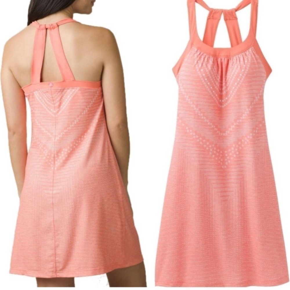 Prana Cantine Small Dress Light Orange Peach Built In Bra Athleisure Summer